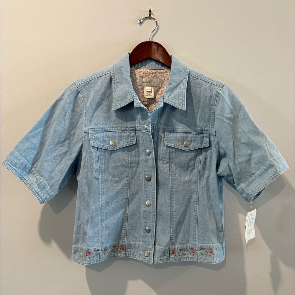 Susan Bristol Light Blue Jacket with Floral Lining Size PL